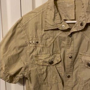Tan X-Ray Short Sleeve Button Up (XL)